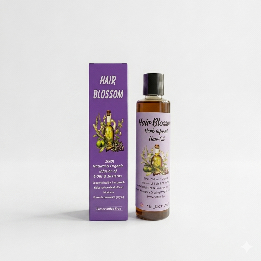 Hair Blossom Herb-Infused Hair Oil – 100% Natural & Organic Blend for Stronger, Healthier Hair