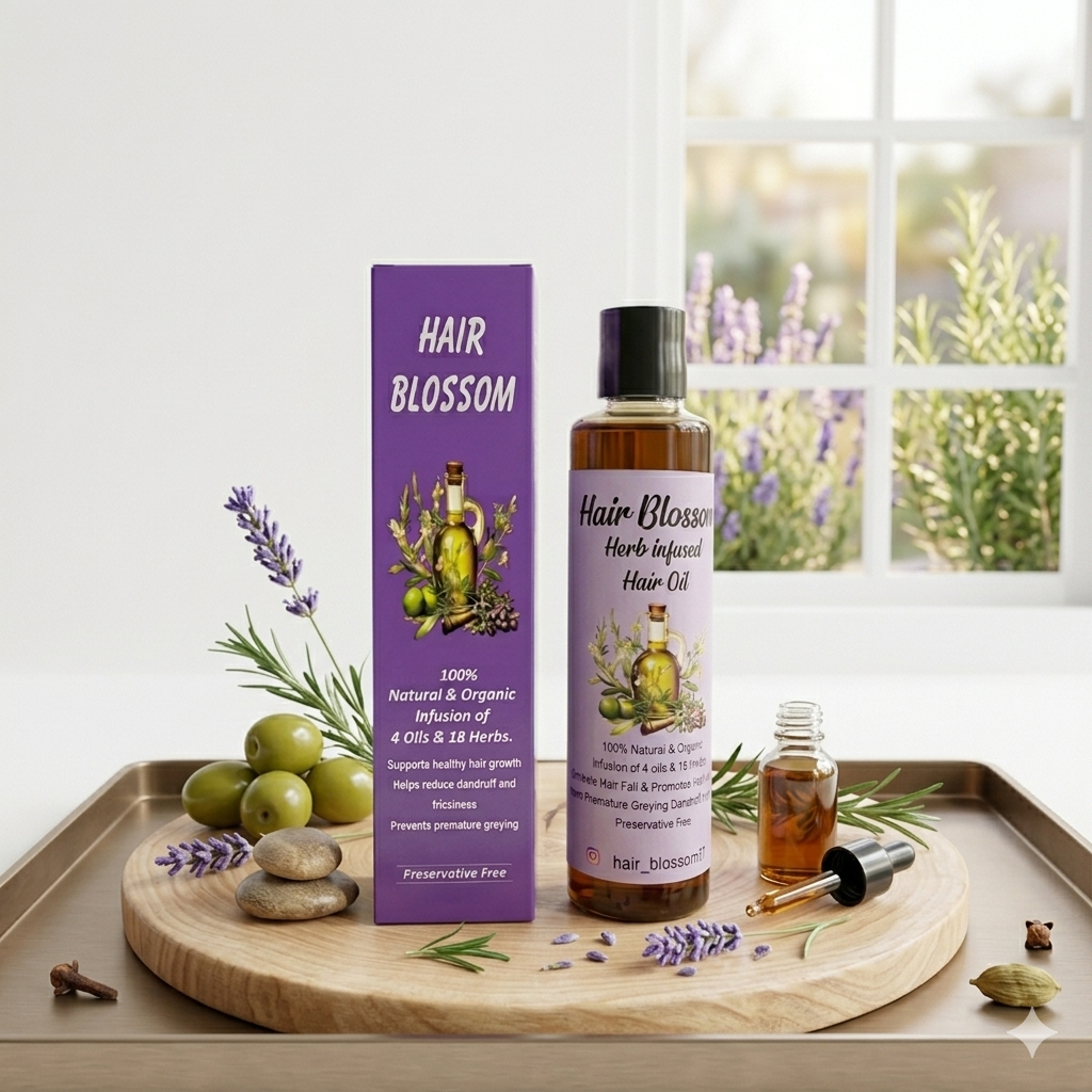 Hair Blossom Herb-Infused Hair Oil – 100% Natural & Organic Blend for Stronger, Healthier Hair
